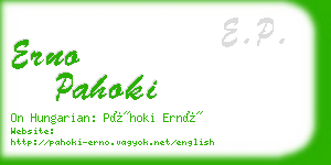 erno pahoki business card